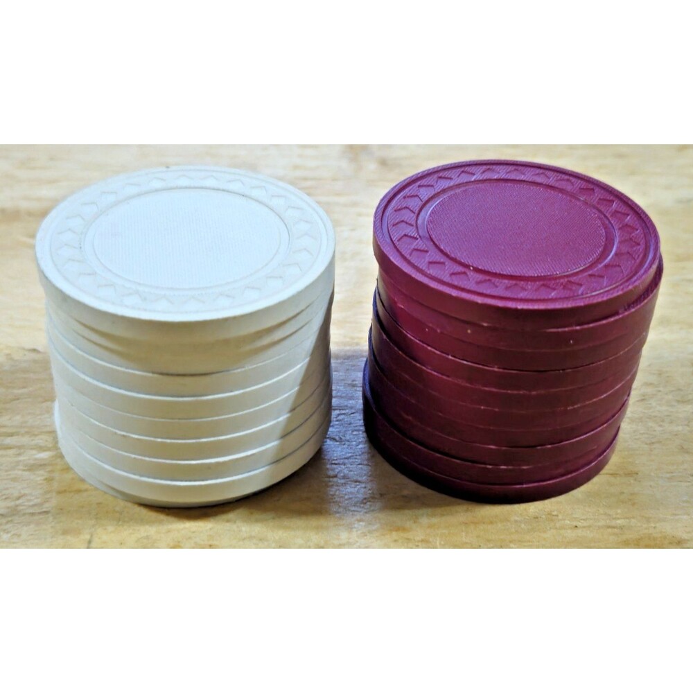 20 Unidentified Casino Poker Chip Vintage chips white maroon red token gamble